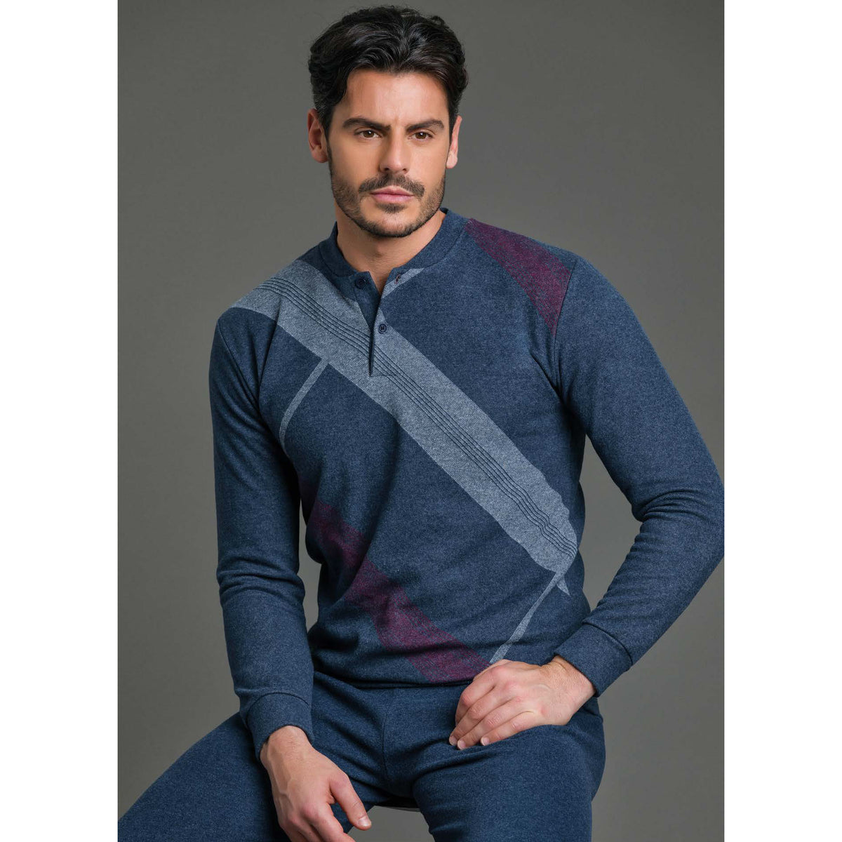 Pigiama uomo invernale Enrico Coveri EP2066 jeans punto milano