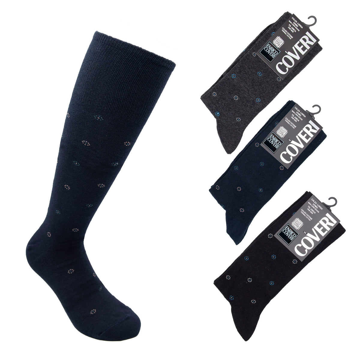 Calze lunghe uomo invernali Enrico Coveri 311 caldo cotone 4 paia var. B
