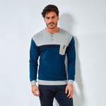 Pigiama Enrico Coveri uomo caldo cotone cobalto grigio taschino EP2091