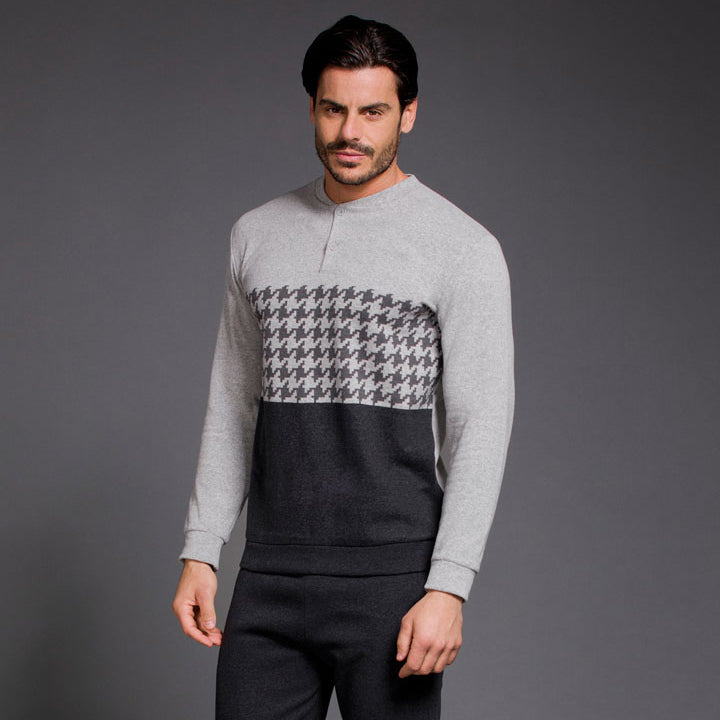 Pigiama uomo invernale Enrico Coveri EP2107 caldo punto milano grigio