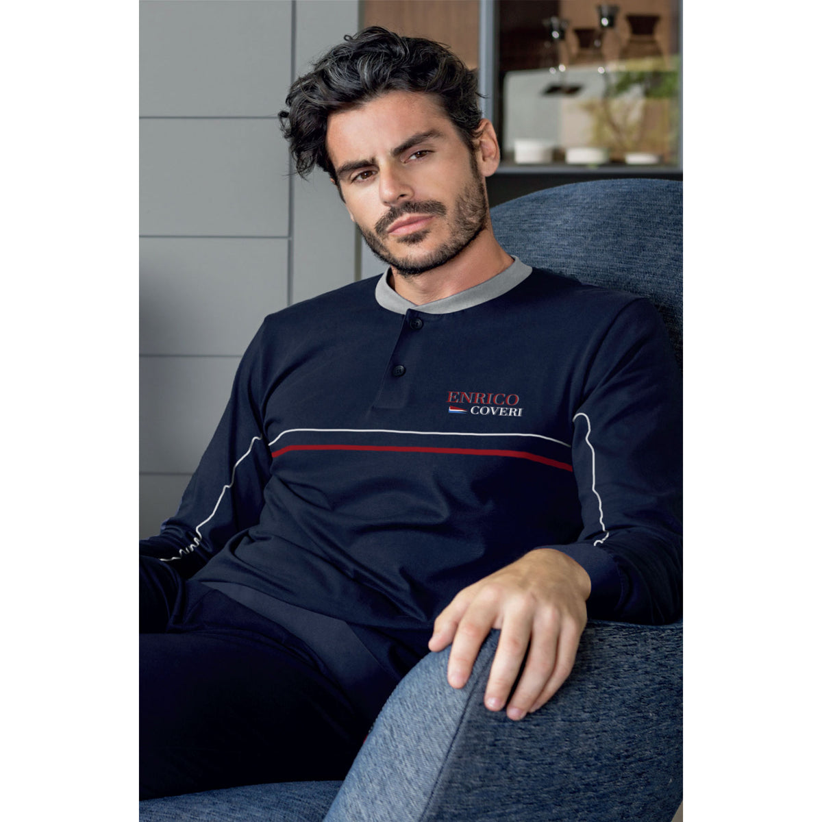 Pigiama uomo Enrico Coveri EP8123 lungo cotone