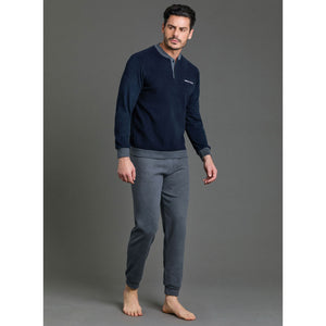 Pigiama uomo caldo punto milano Enrico coveri EP2070 blu