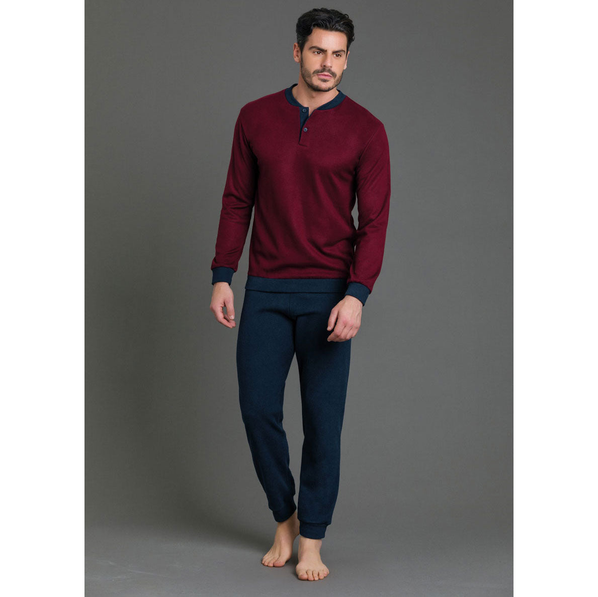 Pigiama uomo caldo punto milano Enrico coveri EP2070 bordeaux