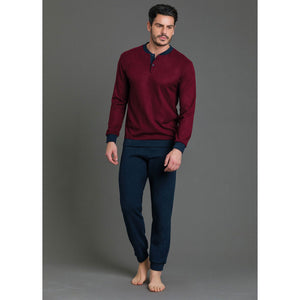 Pigiama uomo caldo punto milano Enrico coveri EP2070 bordeaux