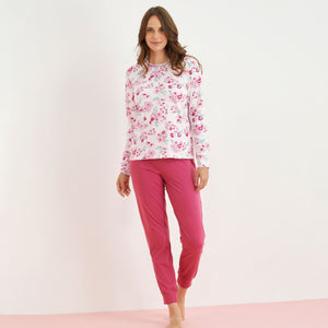 Pigiama donna Enrico Coveri ep5192 aperto cotone 100% rosa fiori