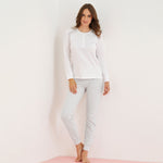 Pigiama donna Enrico Coveri ep5196 cotone 100% bianco grigio con pois