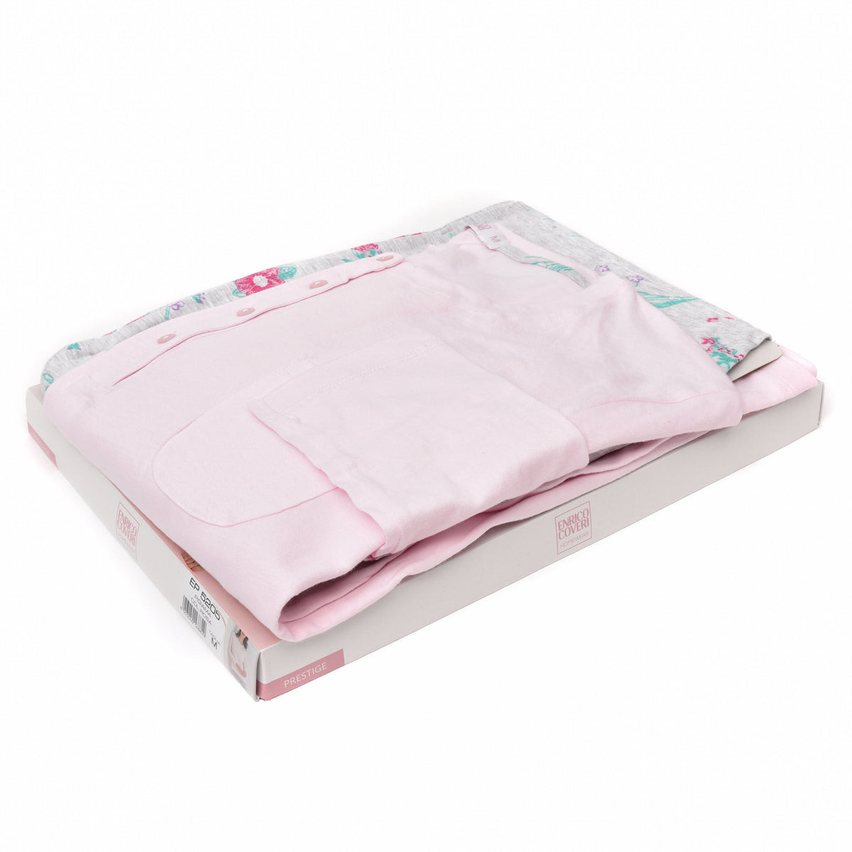 Pigiama donna Enrico Coveri ep5205 cotone grigio melange rosa