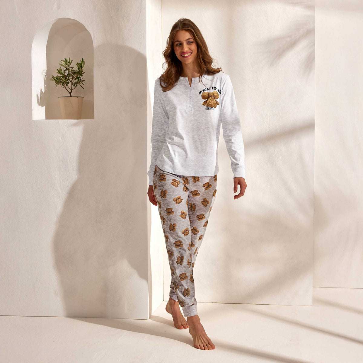 Pigiama donna con orsetti in cotone Enrico Coveri EP 5249