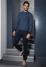 Pigiama uomo tuta Enrico Coveri ep6067 jeans caldo cotone