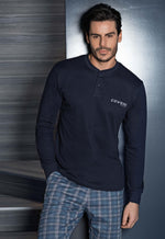 Pigiama uomo Enrico Coveri ep6068 caldo cotone blu invernale