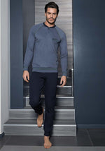 Pigiama uomo invernale Enrico Coveri ep6069 jeans caldo cotone