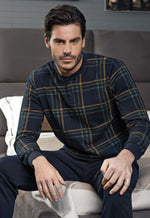 Pigiama uomo Enrico Coveri ep6070 blu quadri caldo cotone