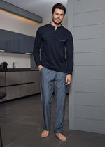 Pigiama uomo invernale Enrico Coveri ep6077 blu caldo cotone