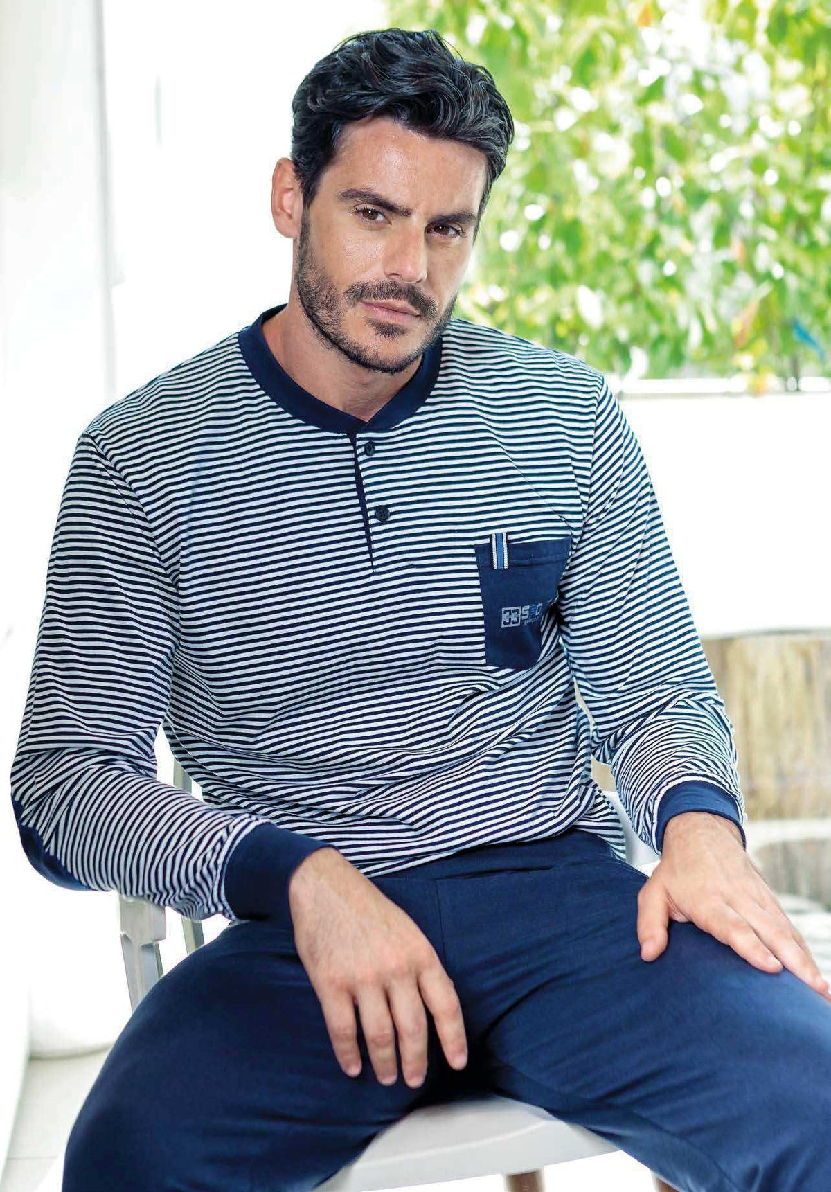 Pigiama uomo Enrico Coveri EP8095 blu cotone