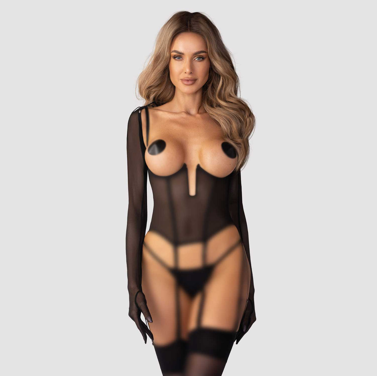 Guanti lunghi sexy con lacci regolabili Obsessive Euphori