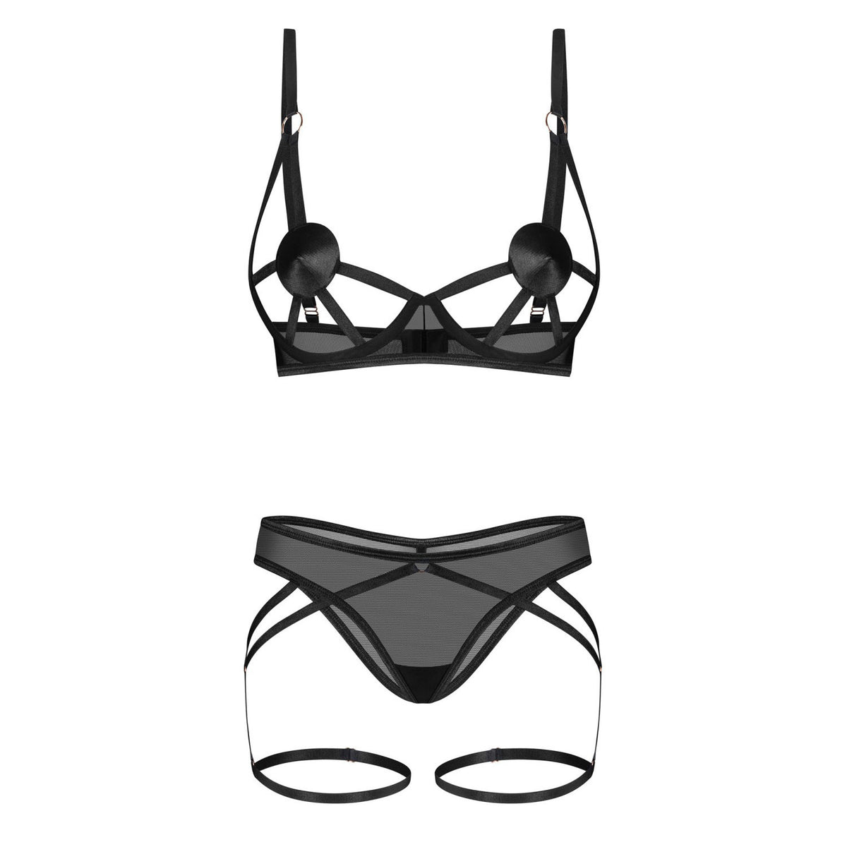 Set sexy a fasce con nipple covers e ferretto Obsessive Euridia 2 pezzi