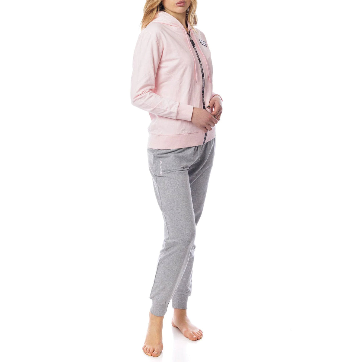 Tuta donna cotone Superga full zip SWS23207 rosa grigio sport tempo libero