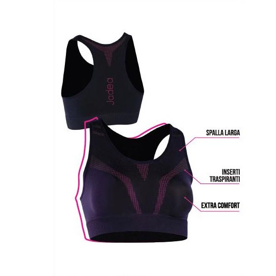 Reggiseno top sportivo Jadea fitness 110985 traspirante nero / lime