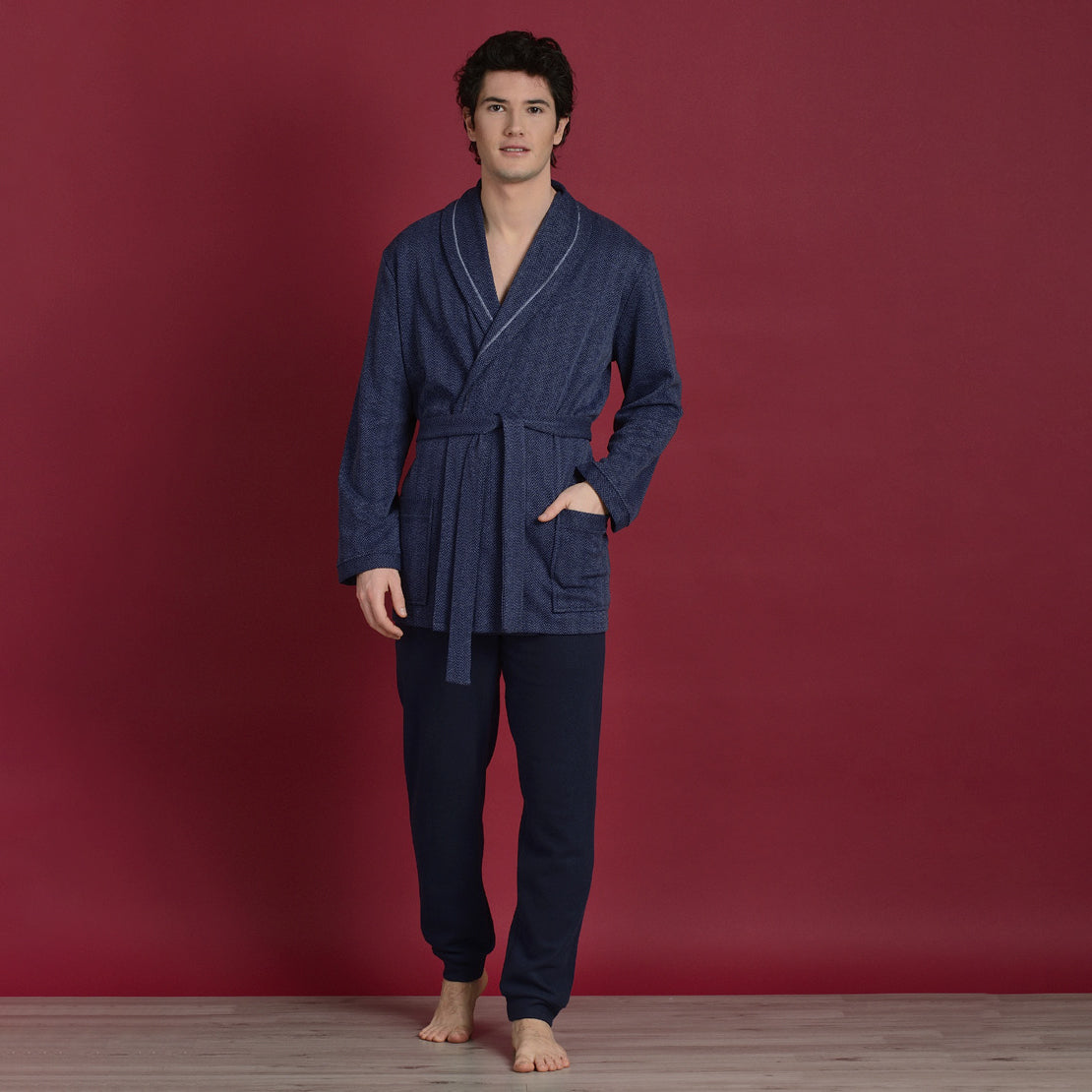 Giacca da camera uomo in caldo cotone Fascino 7306 Jeans