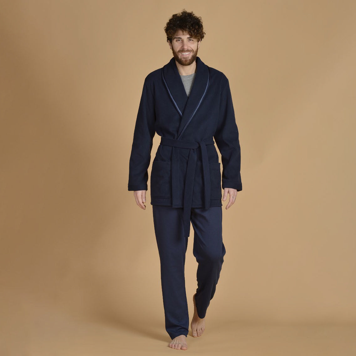 Giacca da camera uomo in pile Fascino 7242 blu