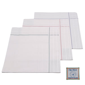 Set da 12 fazzoletti Filotex Elio 100% cotone bianchi rigato 2 made in Italy