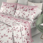 Completo letto 100% cotone Irge Ginevra fantasia Fiordaliso rosa