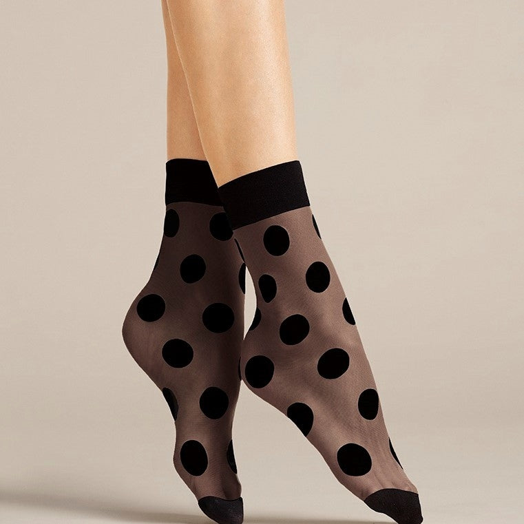 Calzini donna Fiore Virginia 20 den macro pois nero