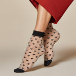 Calzino donna Fiore Jeunet 20 den nero con cuoricini