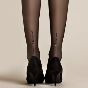 Collant Fiore I Feel You 20 den con scritta nero