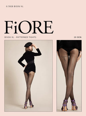 Collant Fiore Bisou 20 den con scritta Bisou nero