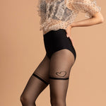 Collant Fiore Tangled 10 den fantasia cuore nero