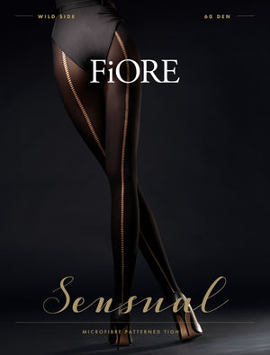 Collant coprente caldo Fiore Wild Side 60 den nero lavorato retro