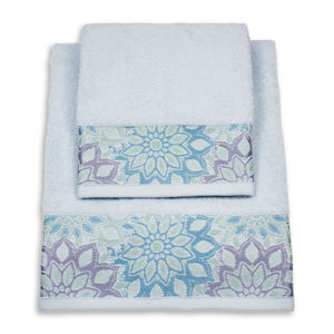Vingi set asciugamani viso + ospite cotone Flowers