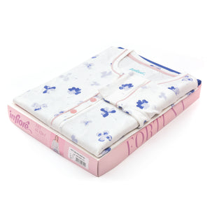 Pigiama donna cotone 100% Infiore 1264 fiori panna blu