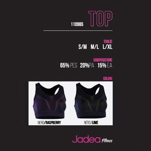 Reggiseno top sportivo Jadea fitness 110985 traspirante nero / fuxia