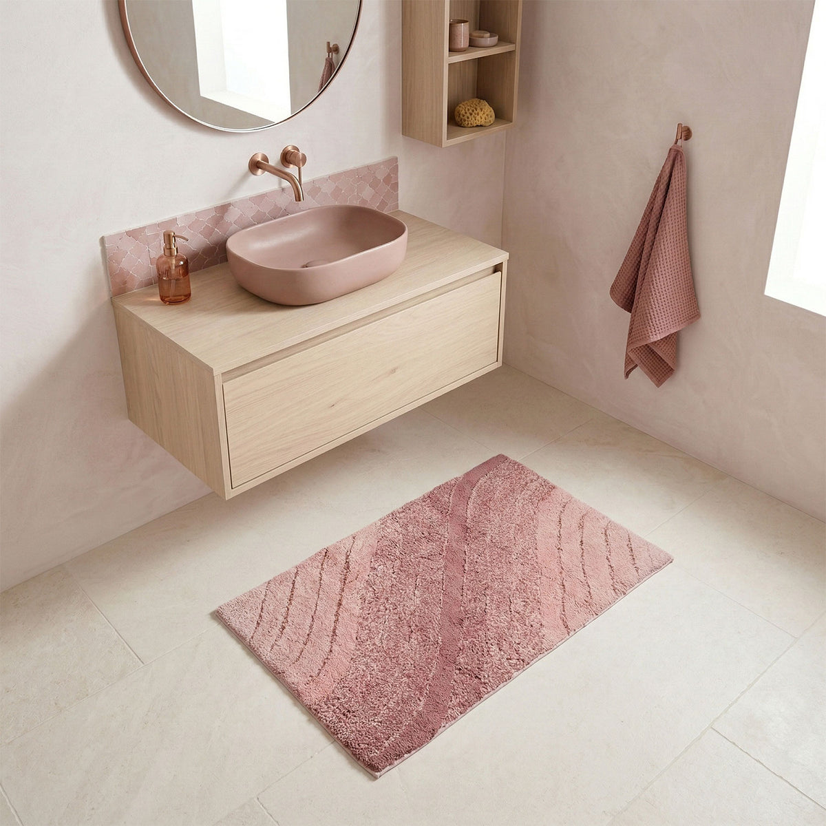 Tappeto arredo bagno disegno ondulato antiscivolo Kaleido Zambaiti