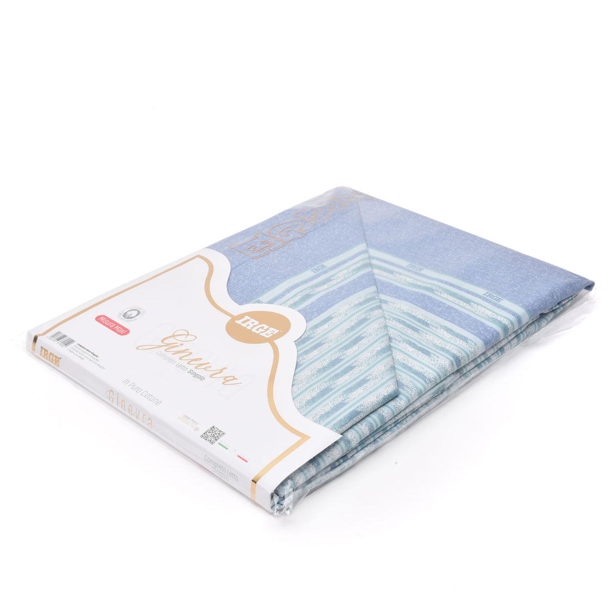 Completo letto 100% cotone Irge Ginevra fantasia Amabel azzurro