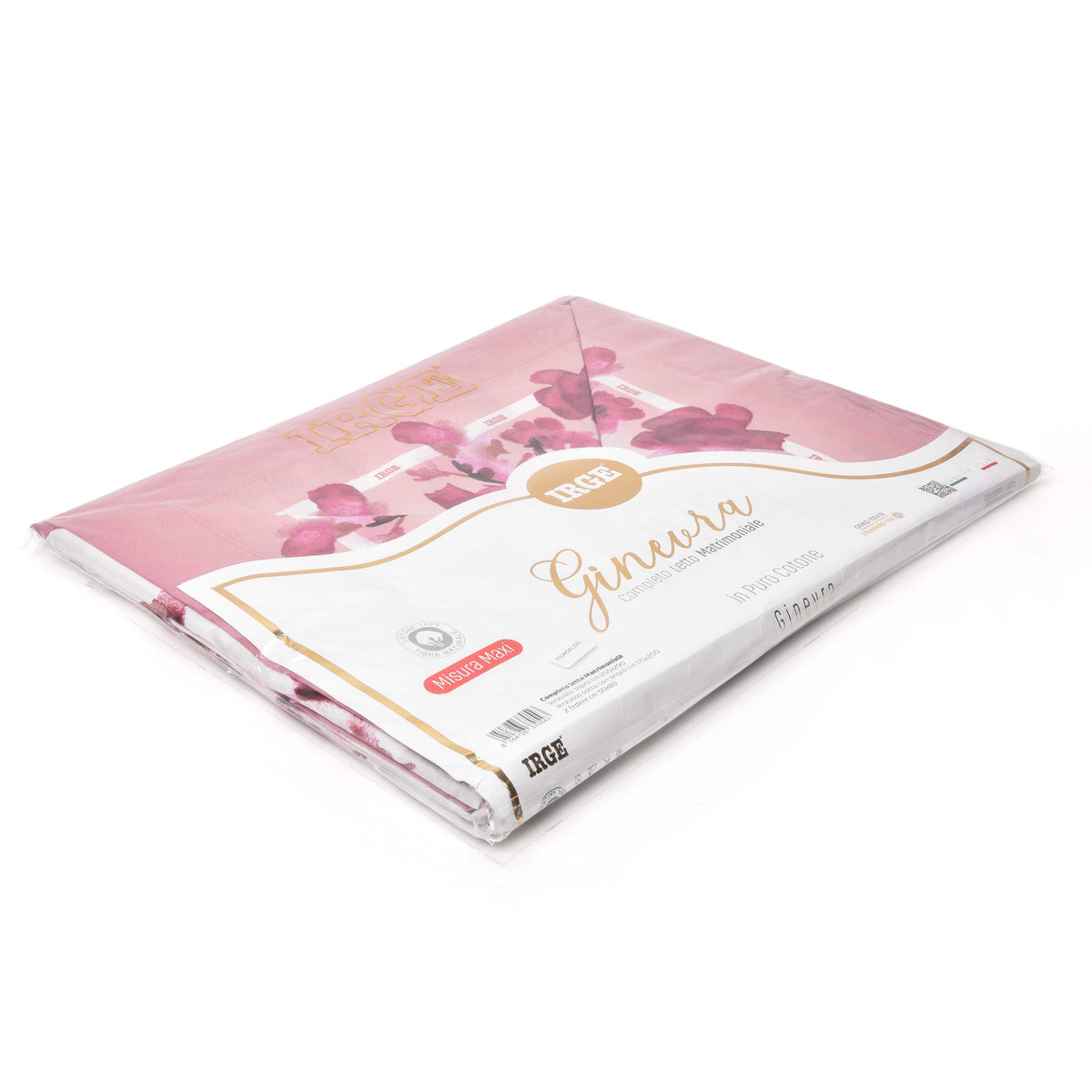 Completo letto 100% cotone Irge Ginevra fantasia Fiordaliso rosa