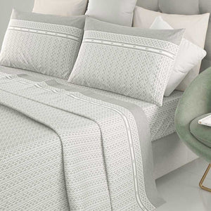 Completo letto 100% cotone Irge Ginevra fantasia Lilibet grigio