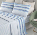 Completo letto 100% cotone Irge Ginevra fantasia Urban azzurro
