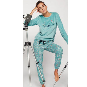 Pigiama donna coral caldo cotone Gisela 2/1826 tiffany