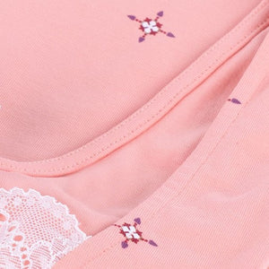 Camicia da notte caldo cotone Gisela 3/1804 salmone pizzo