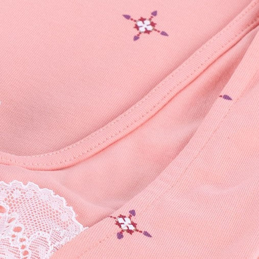 Camicia da notte caldo cotone Gisela 3/1804 salmone pizzo