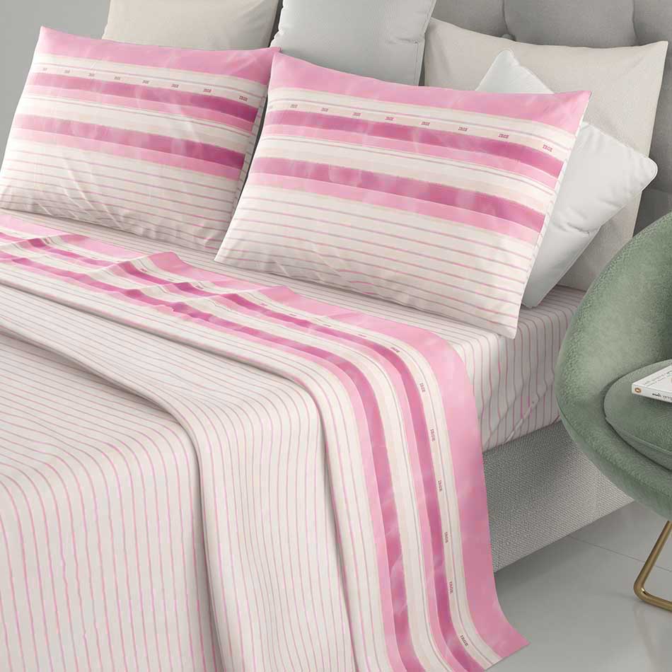 Completo letto 100% cotone Irge Ginevra fantasia Urban rosa