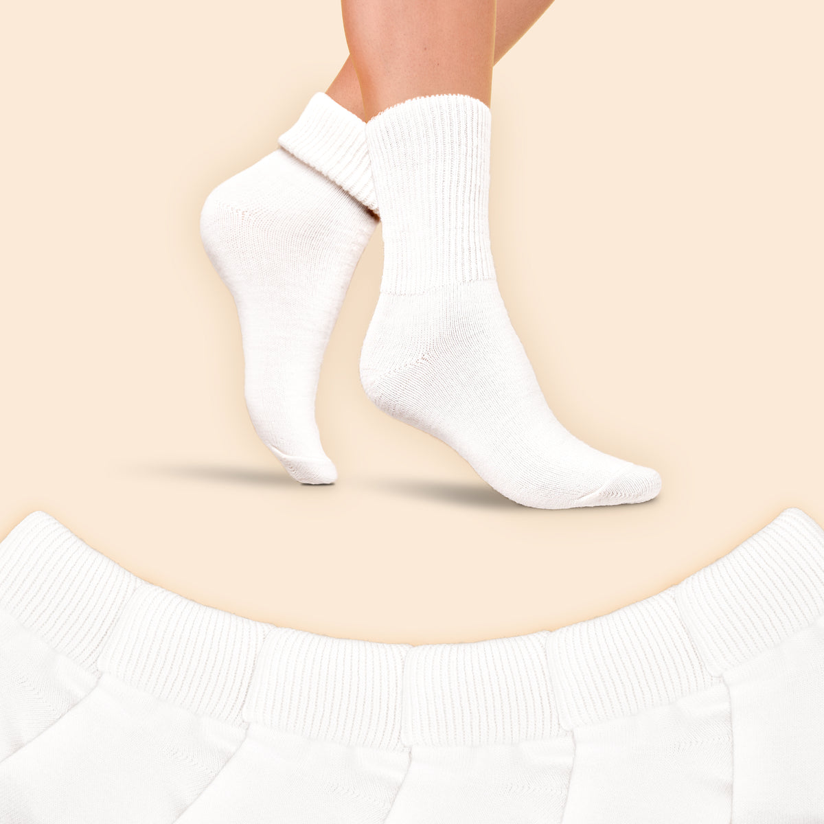 Calze donna corte morbide calde soft 3022 con risvolto 6 paia bianche