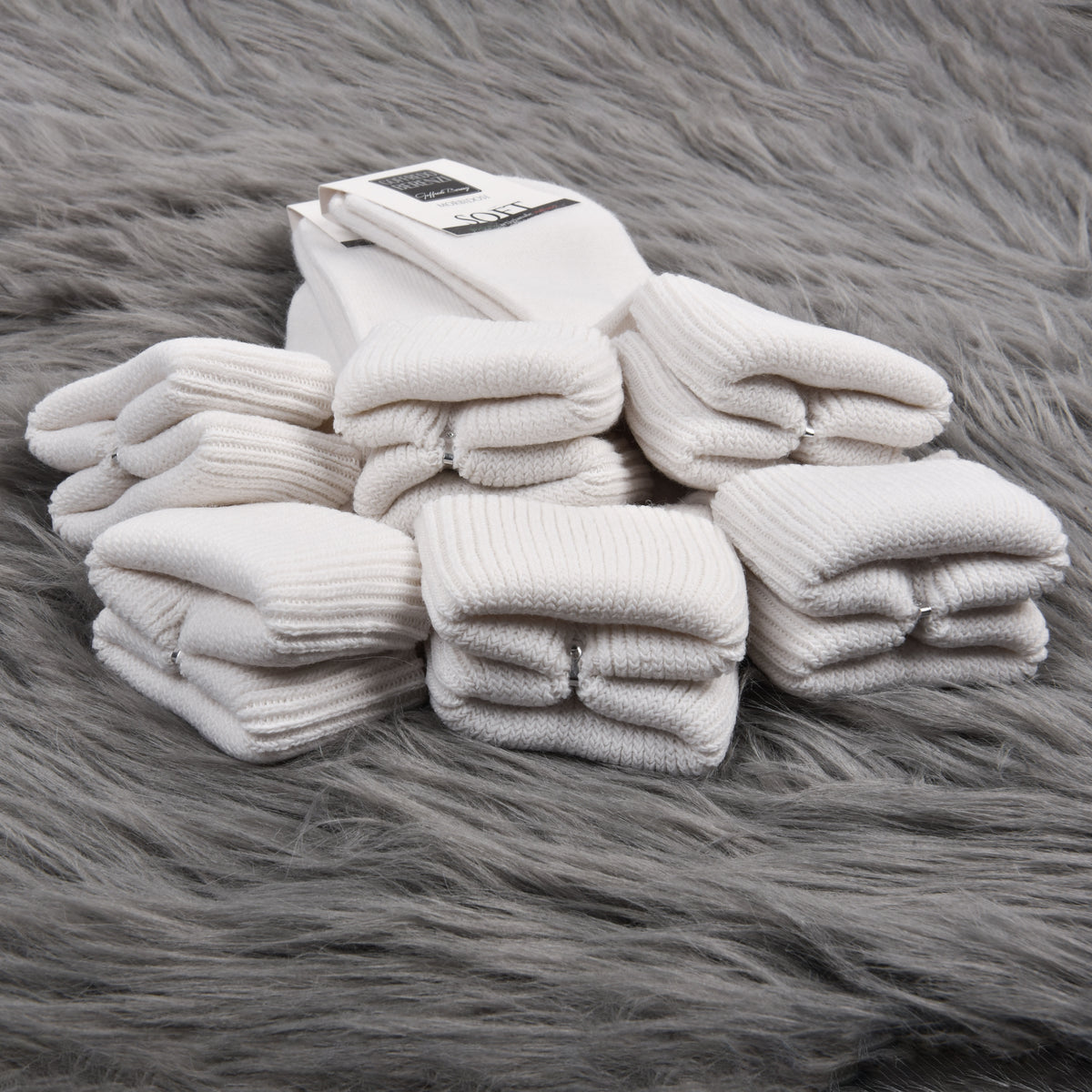 Calze donna corte morbide calde soft 3022 con risvolto 6 paia bianche