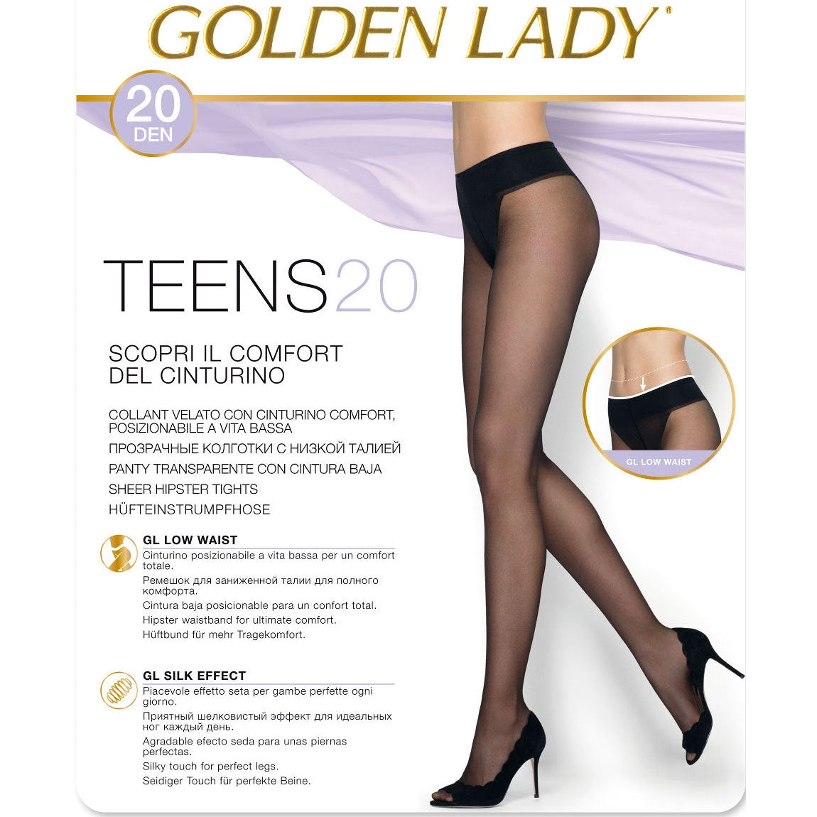 Collant vita bassa velato Golden Lady Teens 20 5 paia