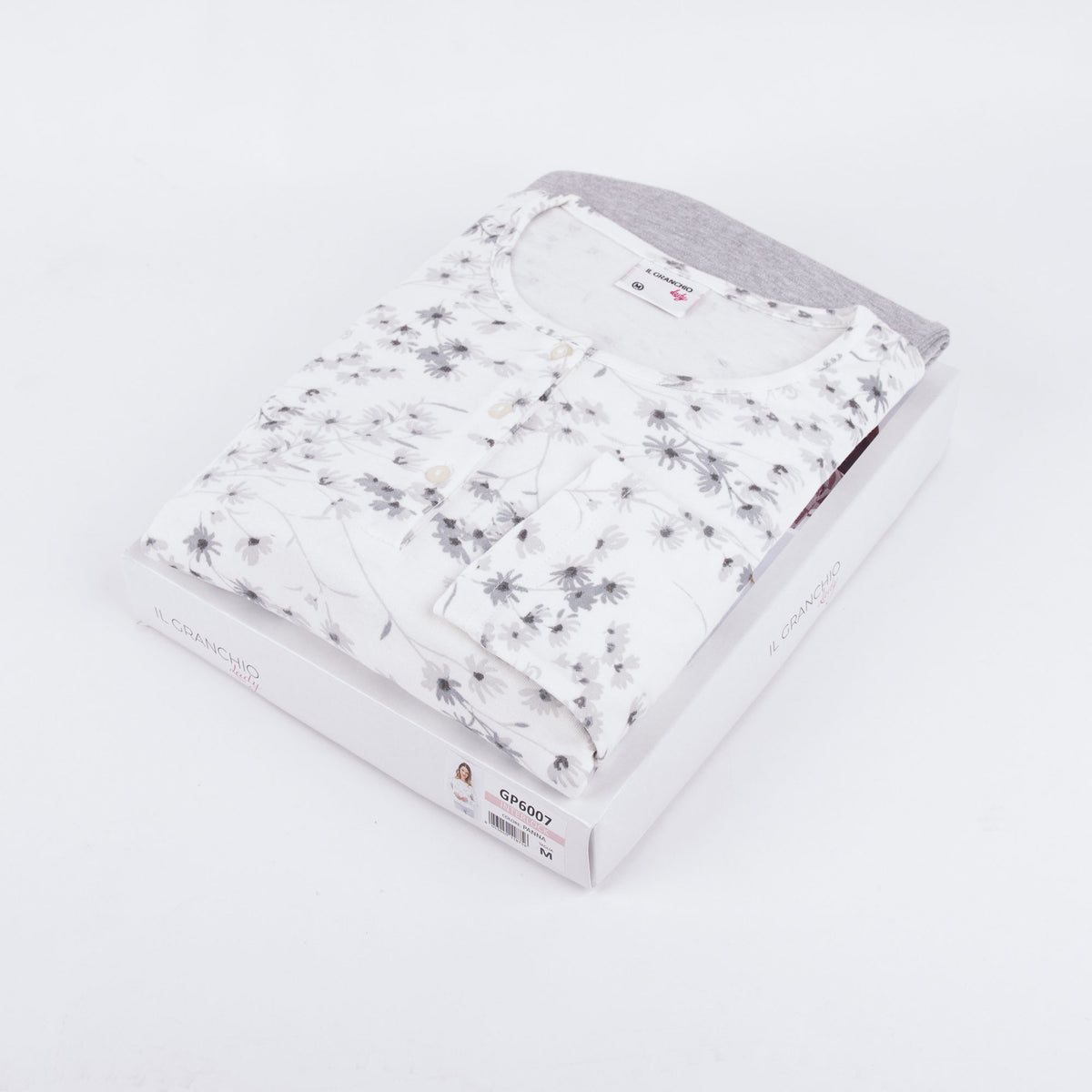 Pigiama donna caldo cotone fantasia floreale panna Il Granchio GP6007