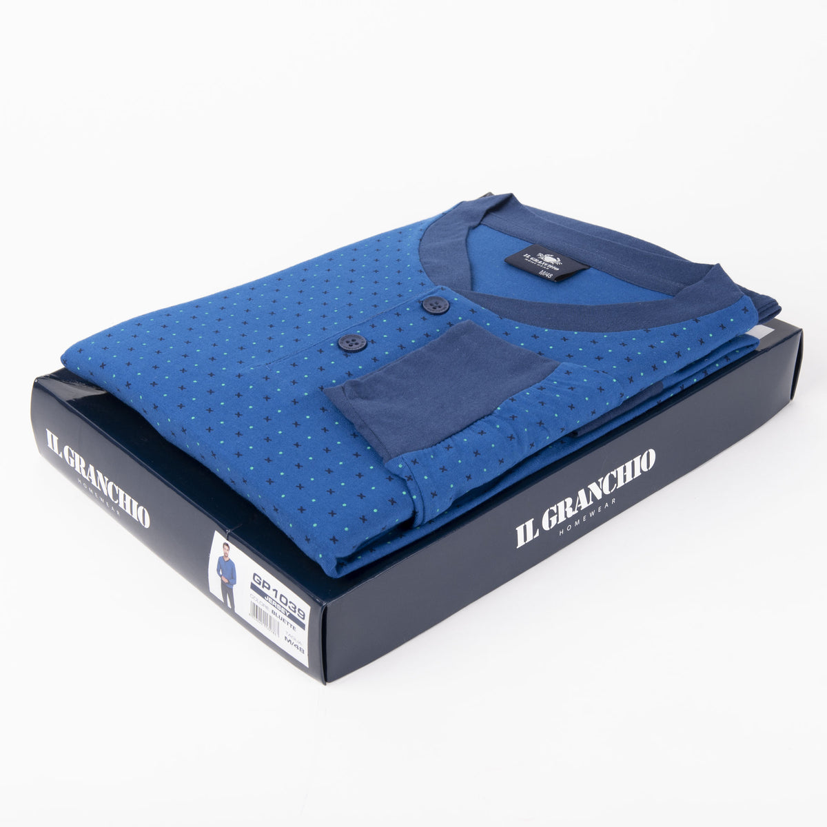 Pigiama uomo cotone leggero Il Granchio GP1039 bluette