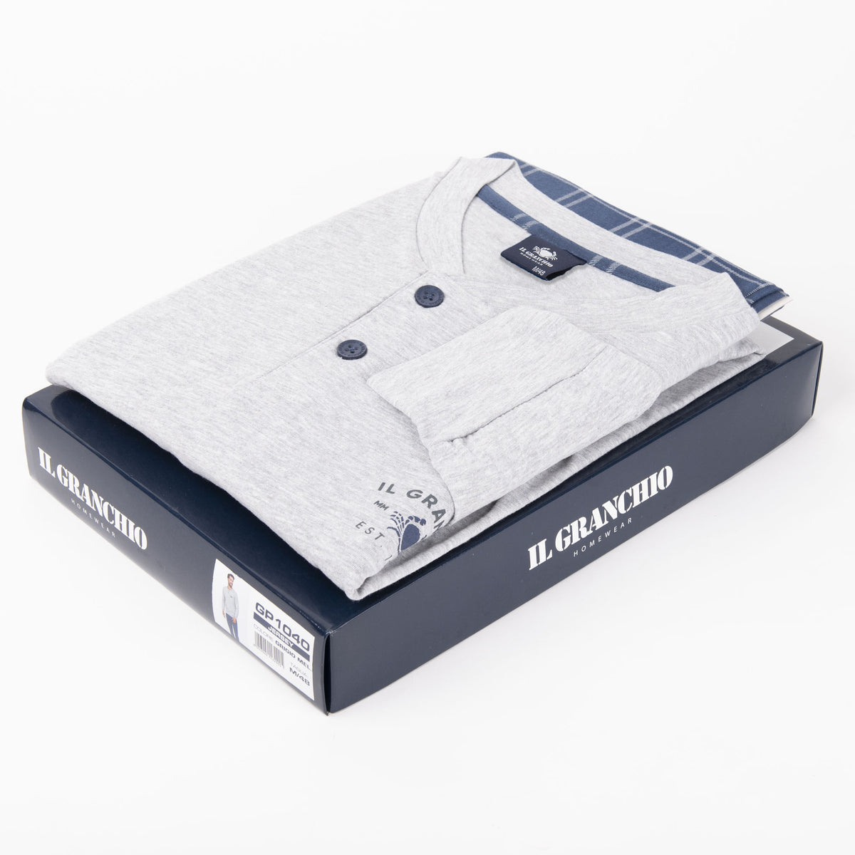 Pigiama uomo Il Granchio GP1040 in cotone grigio melange